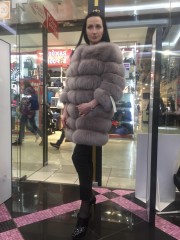 Шуба из песца кофейного цвета. Фото 1