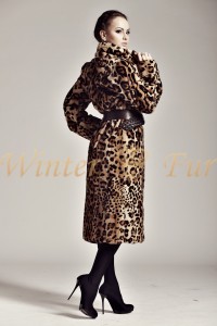 Меховое пальто с леопардовыми принтами № 2758Aa